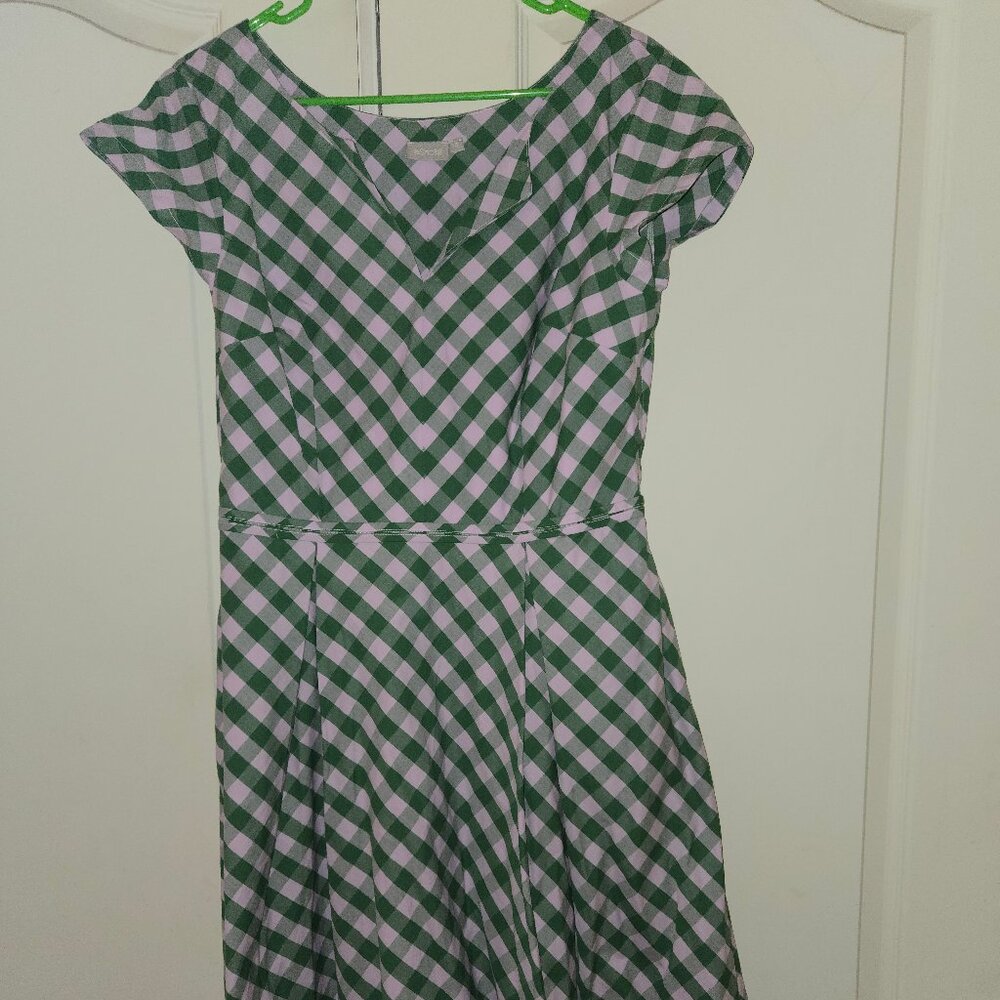 eShakti Green Poplin Gingham Dress Size 14²